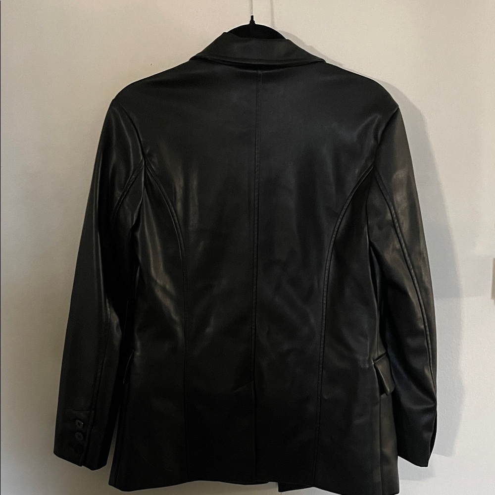 Black Faux Leather Blazer - Picture 4 of 5